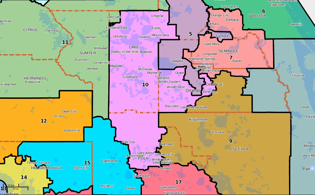 Webster was elected in a district that included significant chunks of Polk and Lake counties and not northwest Orange County.