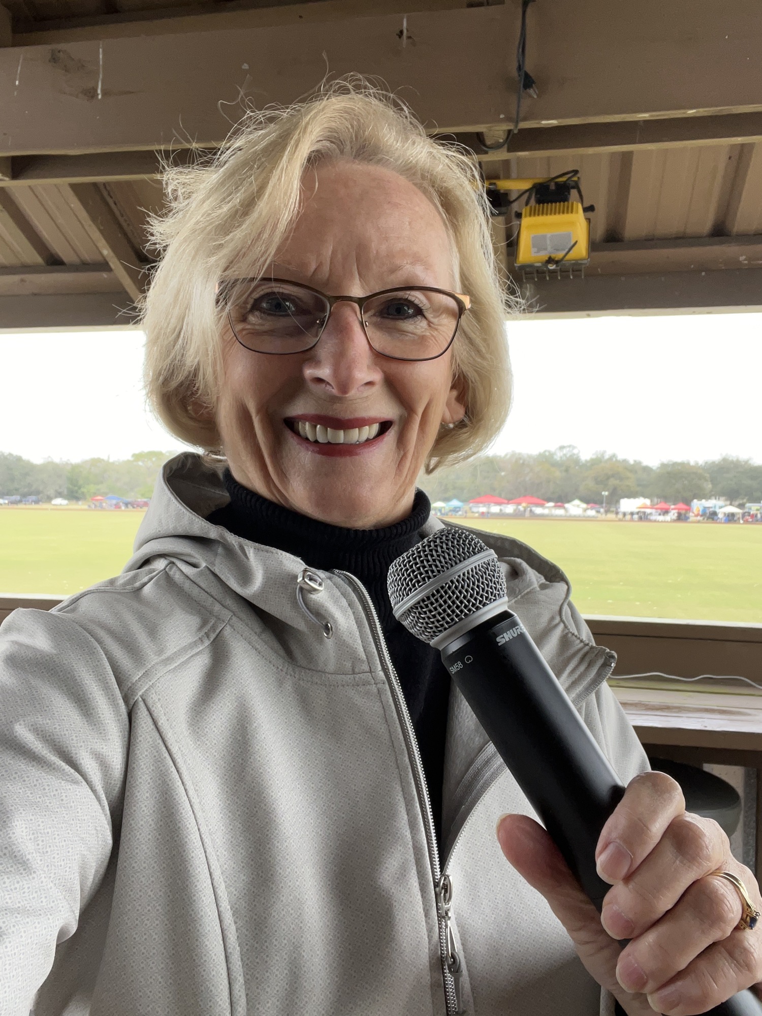 Lakewood Ranch's Sabine Kvenberg prepares to sing the national anthem at the Sarasota Polo Club. Courtesy photo.