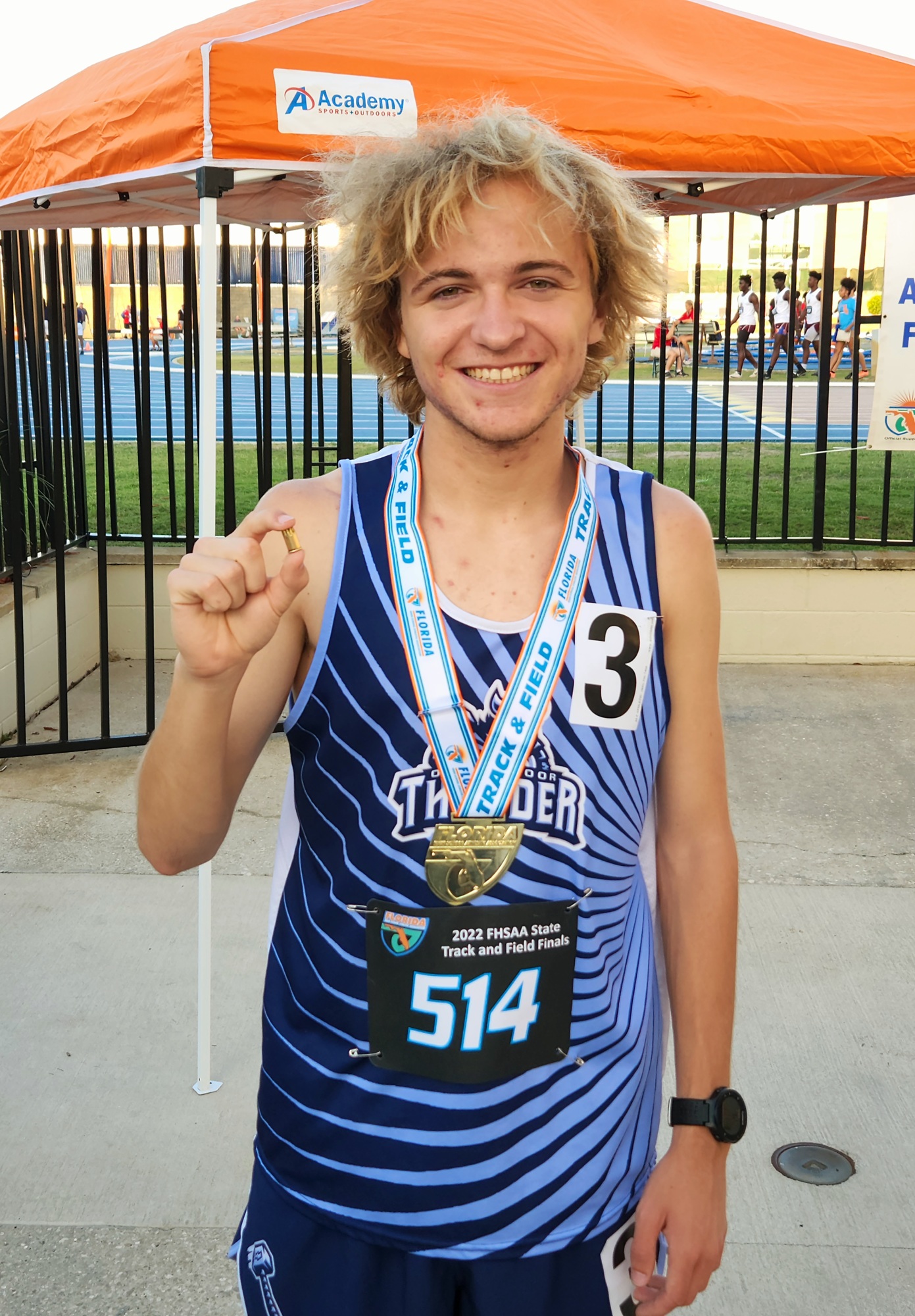 2. ODA senior Tristan McWilliam won the gold medal in the boys 1,600 meter run at the FHSAA Class 1A track and field championships (4:17.97).