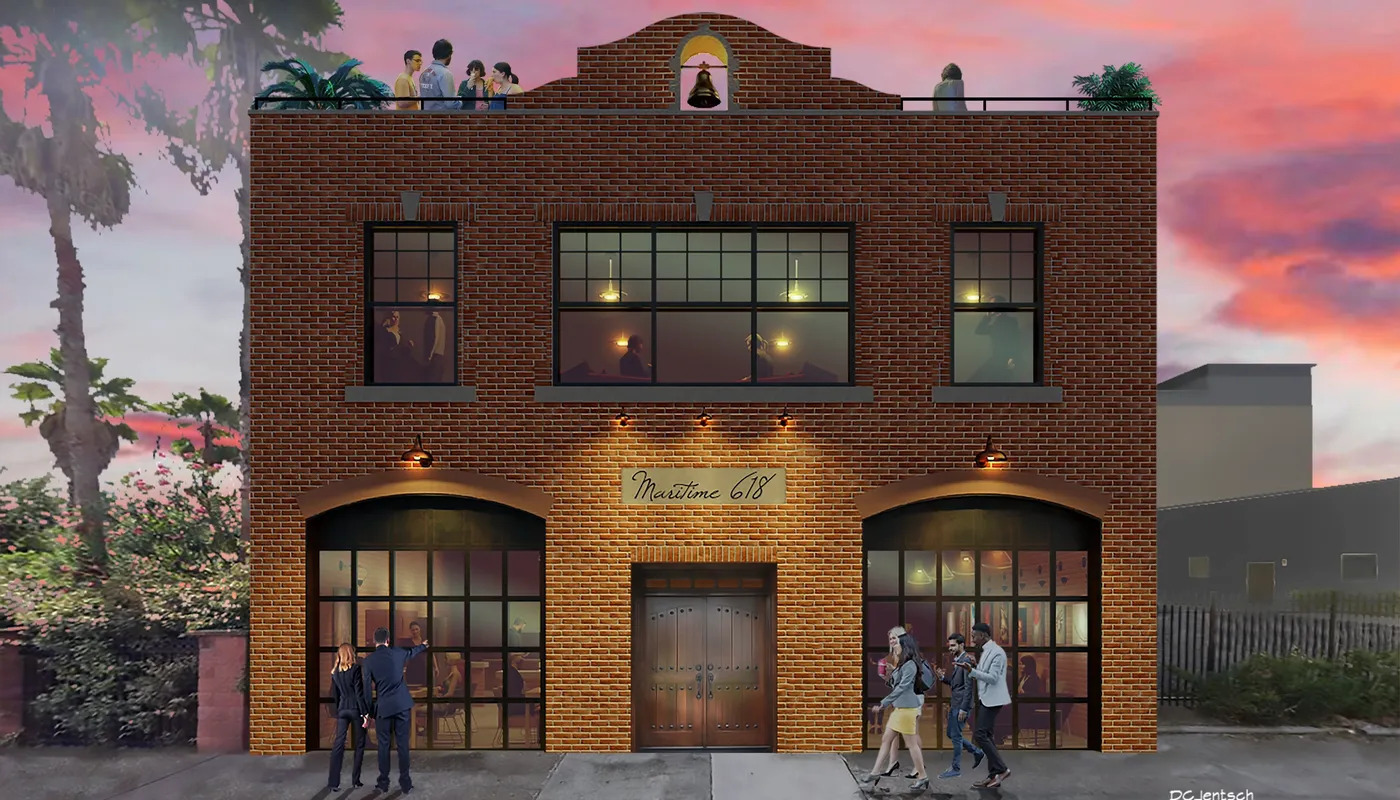 An artist's rendering of the Maritime 618 restaurant inside the restored 618 W. Adams St.building.