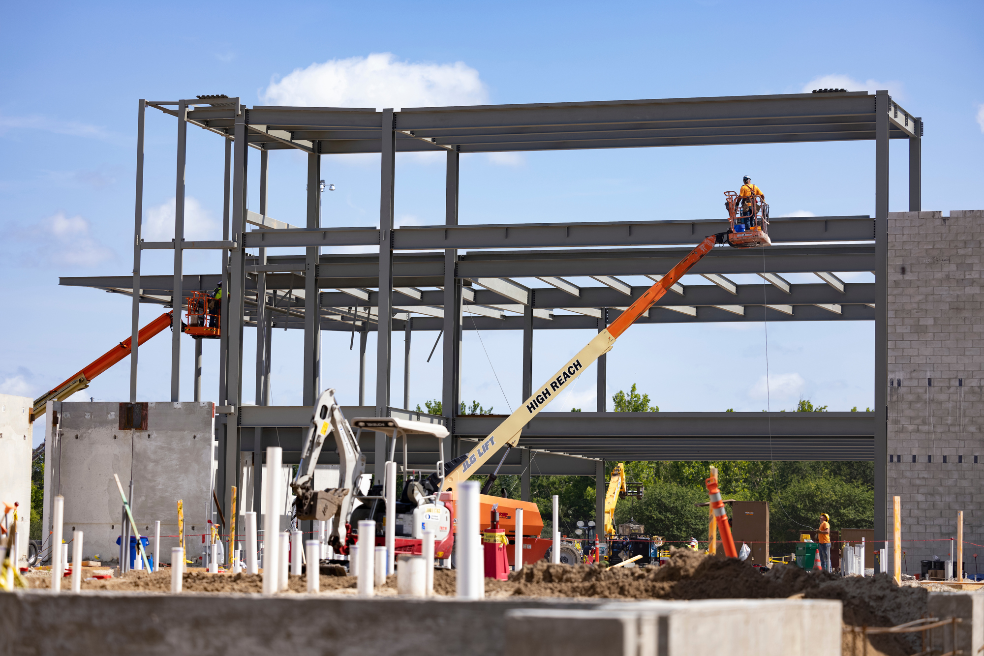 Special to the Daily Record: Construction crews work June 10 on the steel frame of the Jacksonville Jaguars new practice facility the Miller Electric Center.