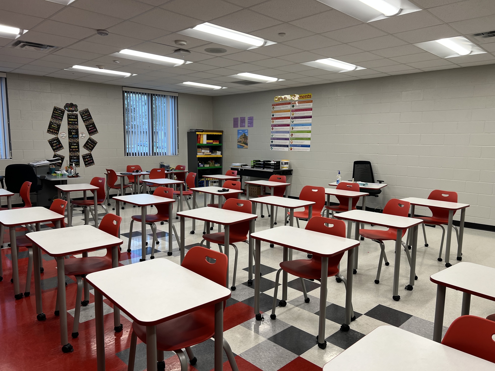 Teachers love the new classrooms in the addition. Building 2 has the most recently renovated classrooms. Work on Building 3, which has the gym, will progress over the summer.