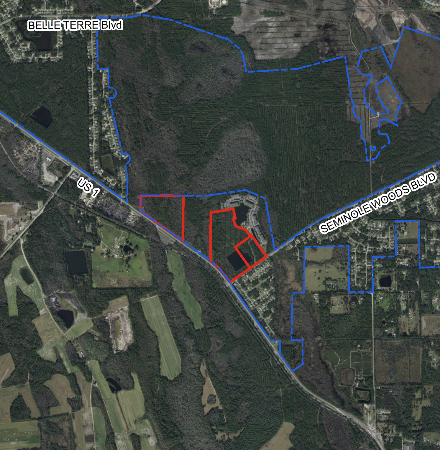 The location of the proposed Seminole Pointe development, as shown in Palm Coast planning board documents.