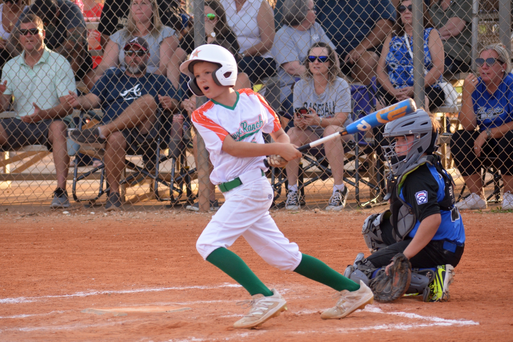 James Clark takes a big swing during the Lakewood Ranch Little League 8-9-10 All-Star team's game against Buffalo Creek June 22.