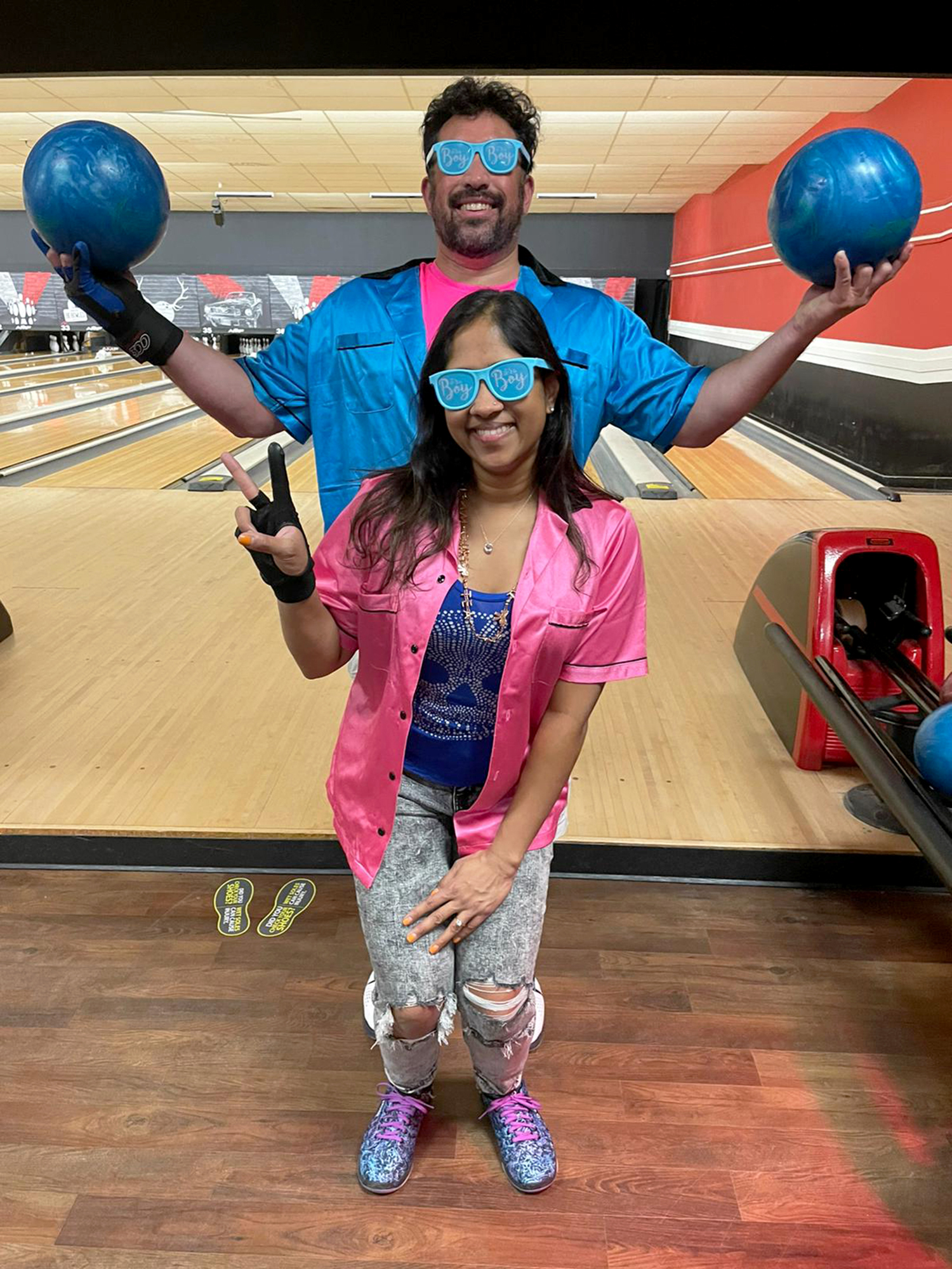 Danny Markulic and Riva Das celebrated their gender reveal party at Bowlero out of their love of bowling. Markulic said the couple would go to a Lakewood Ranch bowling alley 