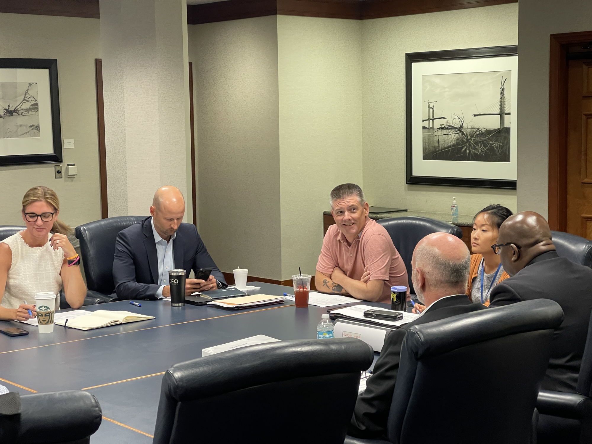 City Chief Administrative Officer Brian Hughes, center, leads the Mayor’s Budget Review Committee Meeting on July 7 at City Hall where they discussed a draft fiscal year 2022-23 $484.9 million Capital Improvement Plan.