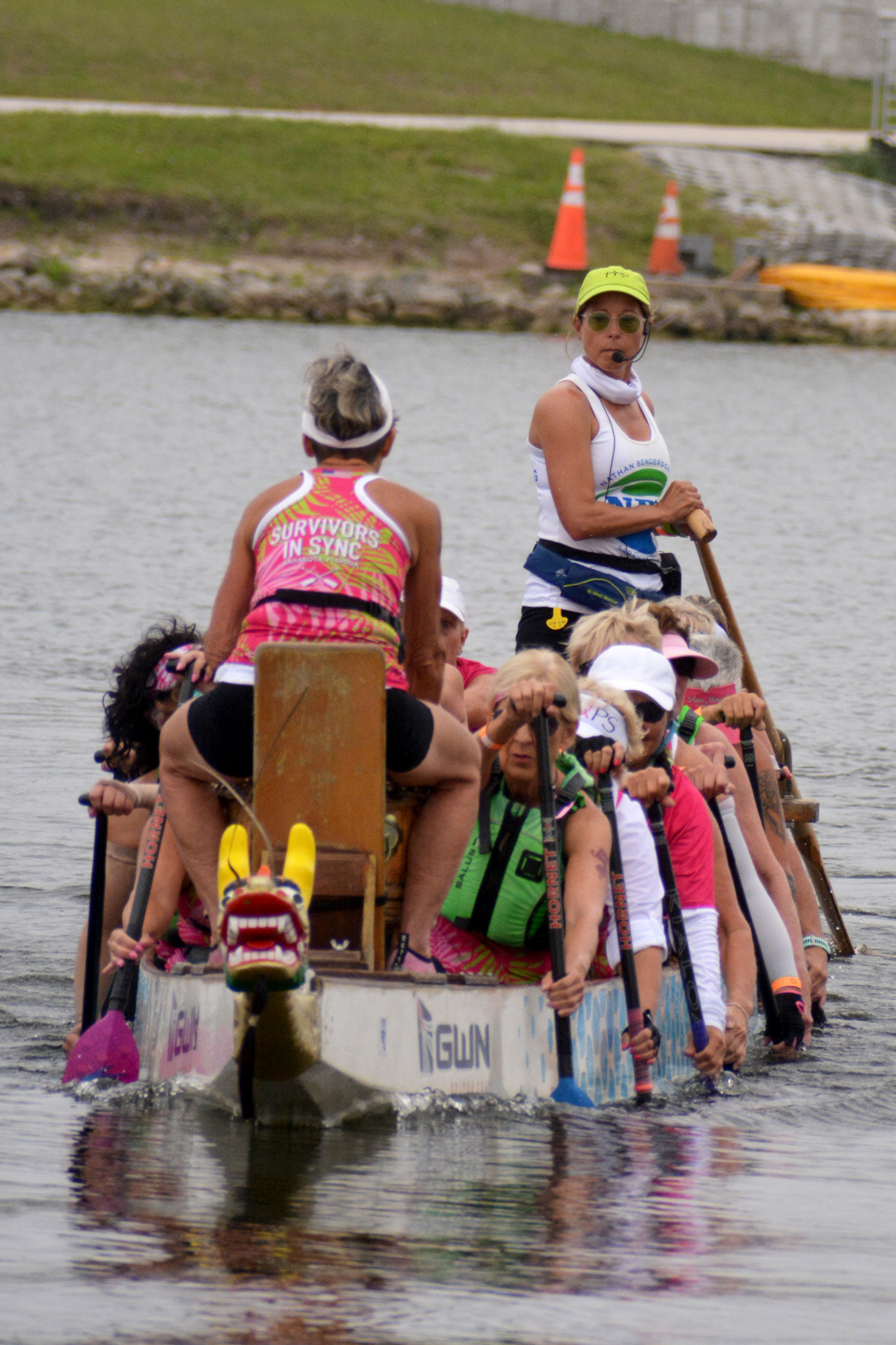 Head Coach Angela Long and the Survivors in Sync breast cancer survivor dragon boat team, here competing at May's Sarasota International Dragon Boat Festival, will be competing at the 2022 IBDF Club Crew World Championships.