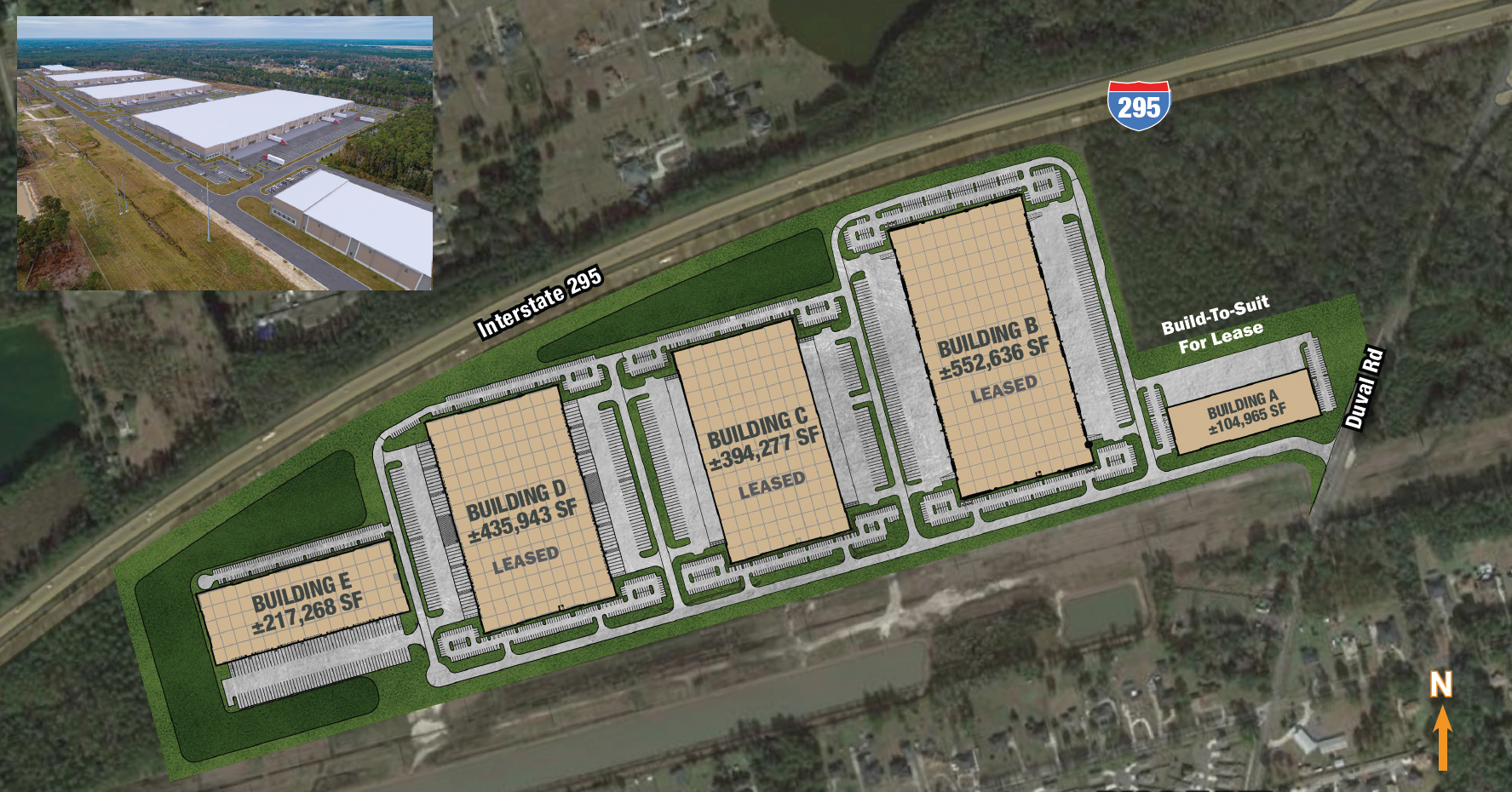 The site plan for Park 295 Industrial Park.