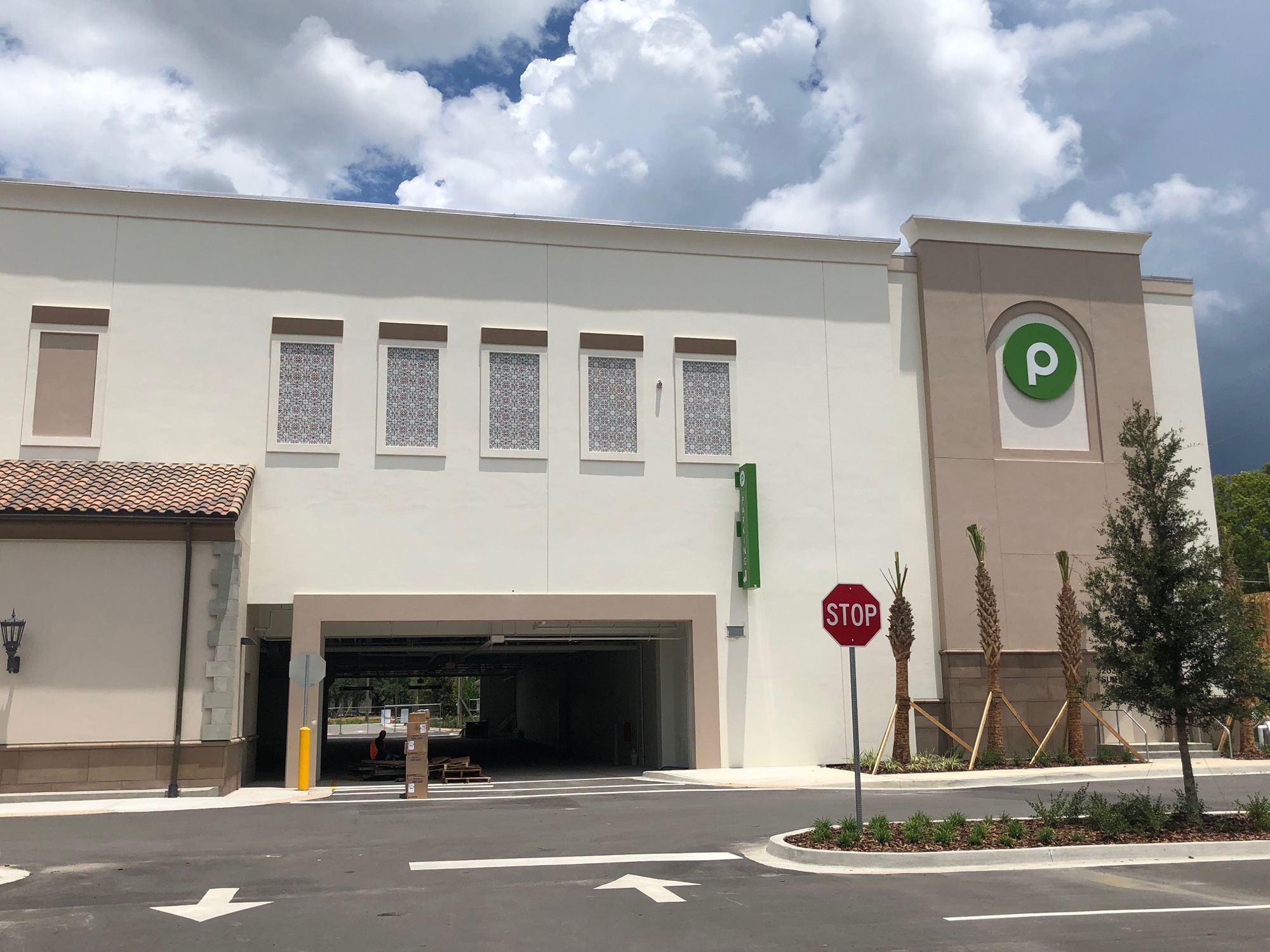 There is parking beneath the store as well as a surface lot.