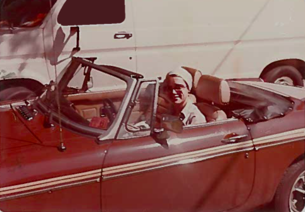 A young Betsy VanderLey in her 1967 Pontiac Lemans – the very first car she bought with money from her first job at Disney.