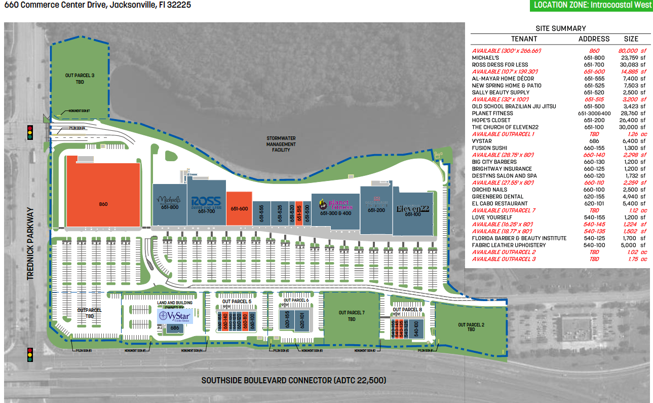 Special to the Daily Record: The vacant stand-alone former Bealls store at the northern end of the shopping center is vacant and available for lease.