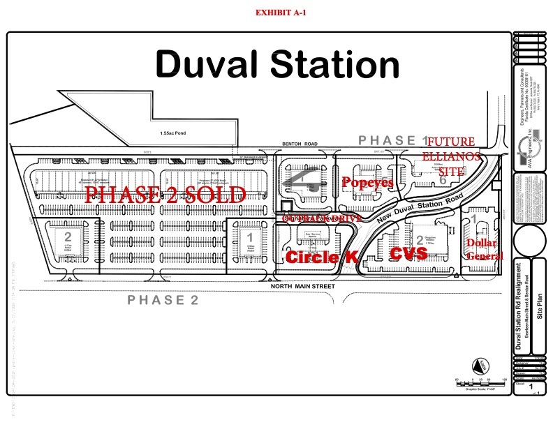 The site plan shows the Ellianos  near Popeyes.