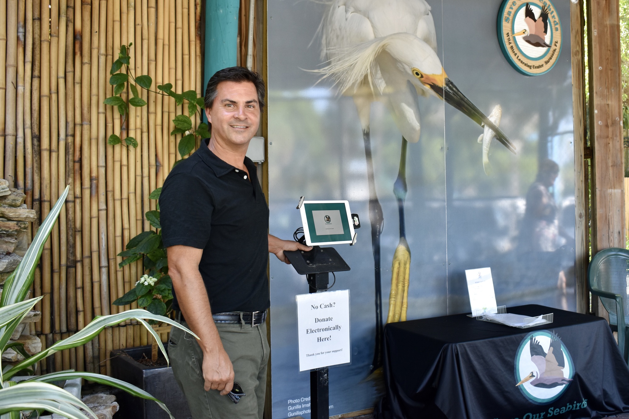 CEO Aaron Virgin at Save Our Seabirds. SOS now accepts electronic donations. (Photo by Lesley Dwyer)