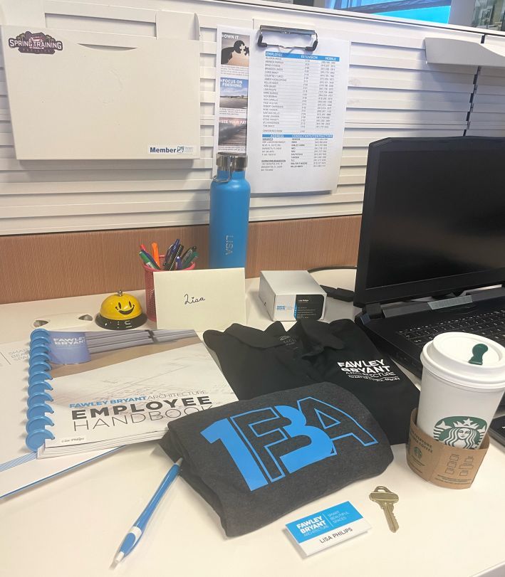 An example of a desk at  Fawley Bryant Architecture at an employee's first day. (Courtesy photo)