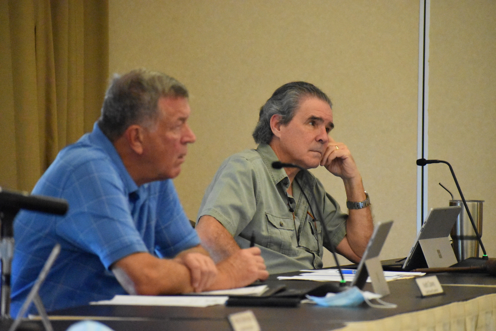 Vice Chair Keith Davey and Chair Michael Griffin attend an Aug. 17 board meeting in which the budget was approved. (Photo by Ian Swaby)