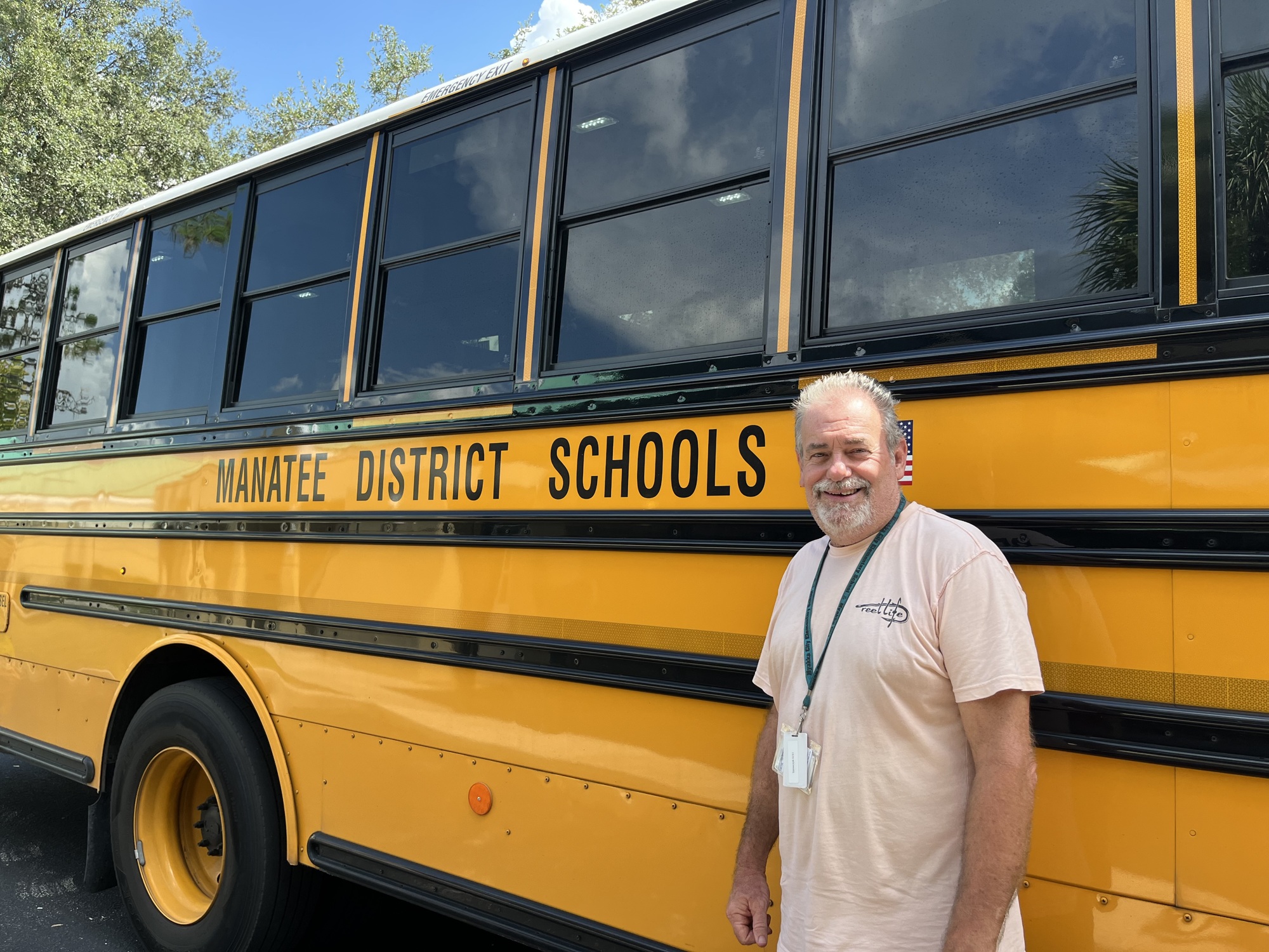 Joe Szewczyk, a physical education teacher at Myakka City Elementary School, has volunteered to go through training to receive a commercial driver's license so he can drive a bus for students at his school. (Photo by Liz Ramos)
