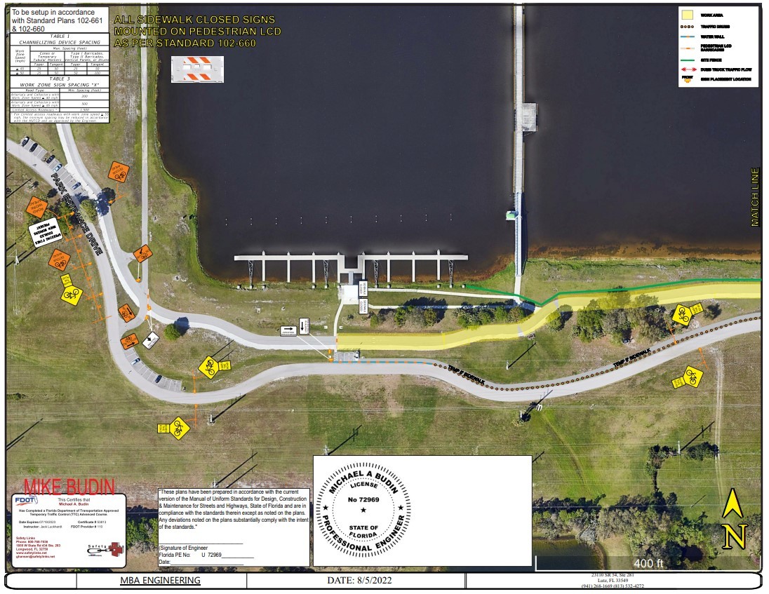 This map highlights in yellow the area from which pedestrians and bike traffic will be rerouted. (Courtesy image)