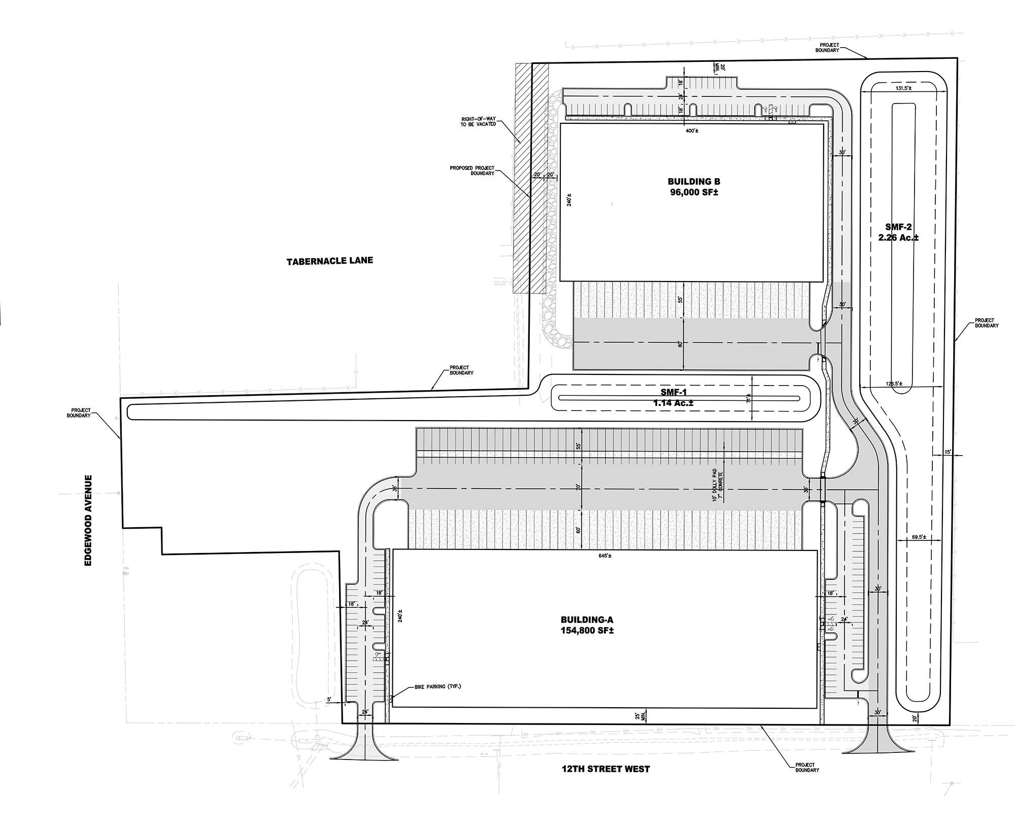 A preliminary site plan for the Edgewood Industrial project.