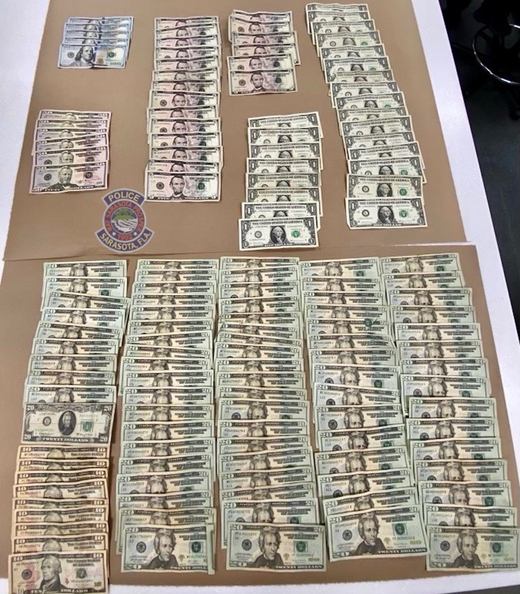 In addition to drugs and a weapon, SPD seized $2,701 in cash during last Friday's drug raid at a Sarasota home. (Courtesy Sarasota Police Department)