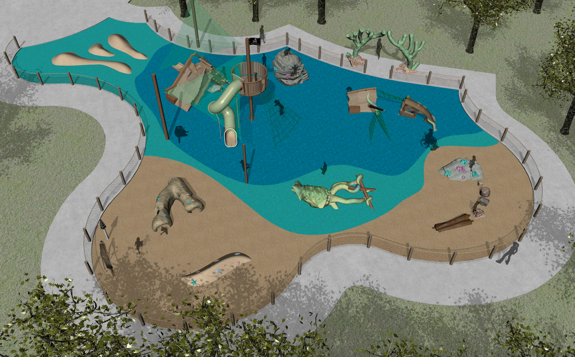 The $3.2 million Bayfront Park project includes a replacement of the playground with one featuring  shipwreck theme. (Courtesy image)