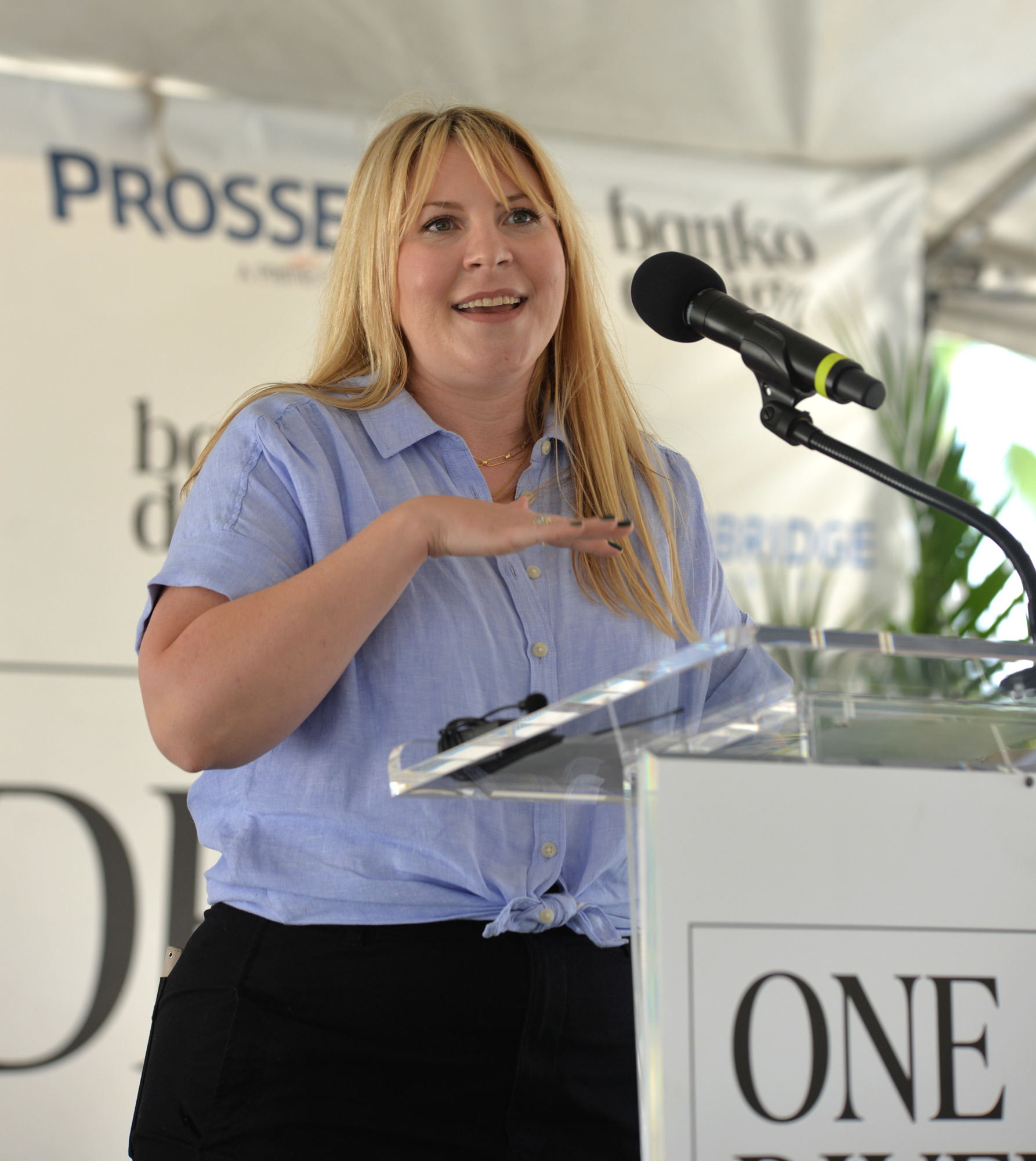 Katherine Mosley, a partner with TriBridge Residential, speaks at the groundbreaking ceremony. (Photos by Dede Smith)