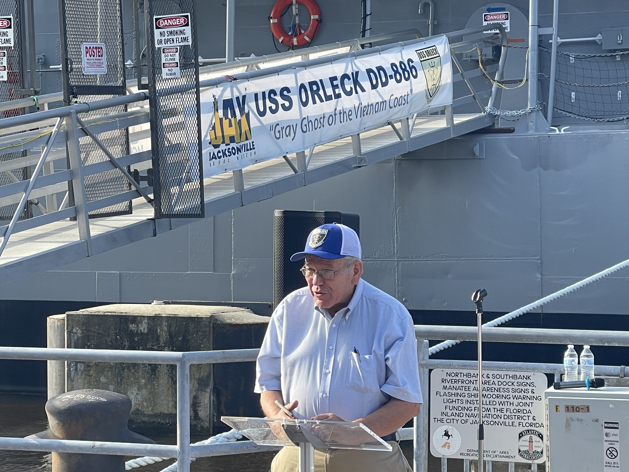 Bob Orleck, 80, speaks about his uncle, Lt. Joseph Orleck, for whom the USS Orleck is named.