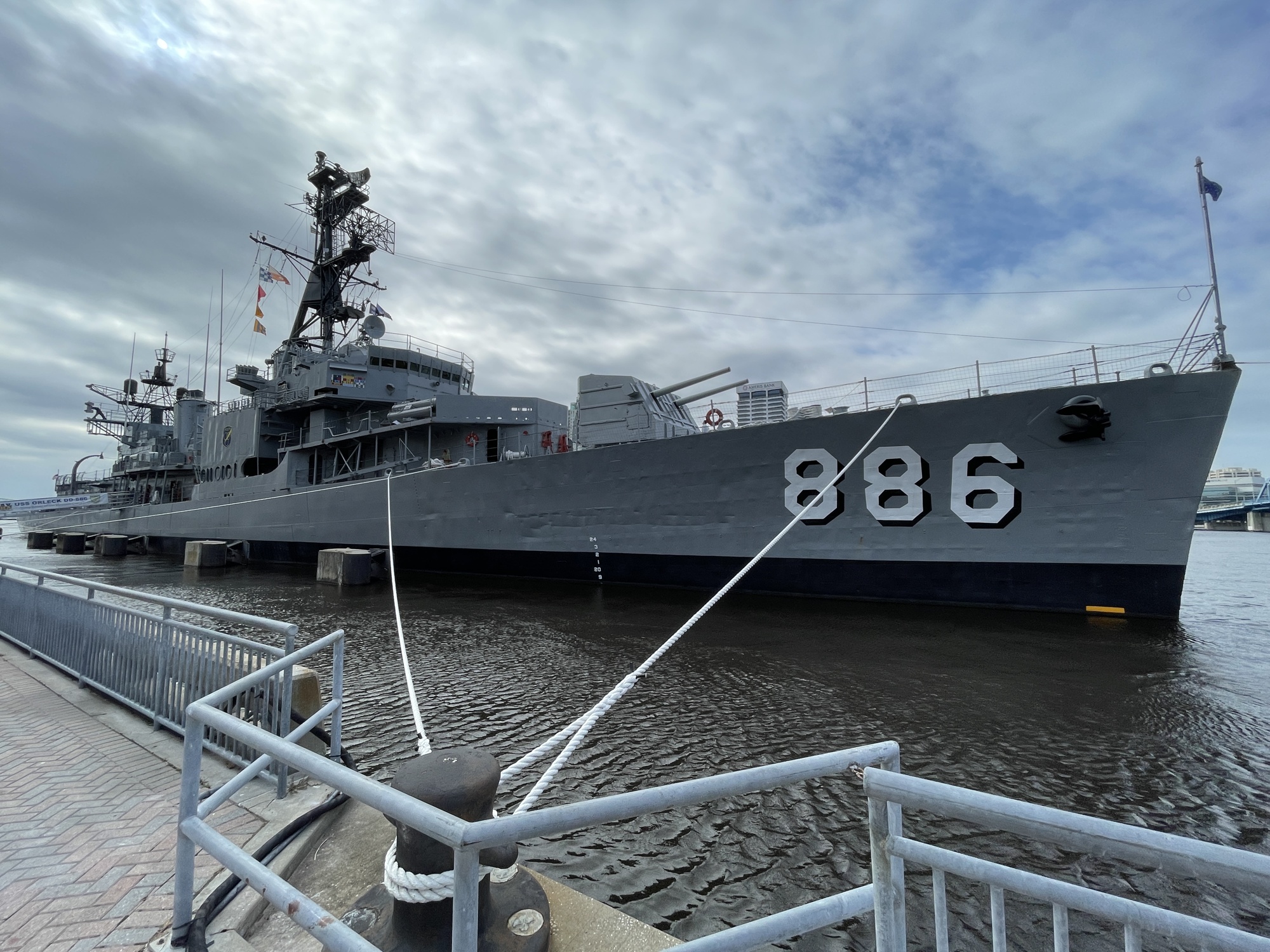 The USS Orleck is now sitting in front of the