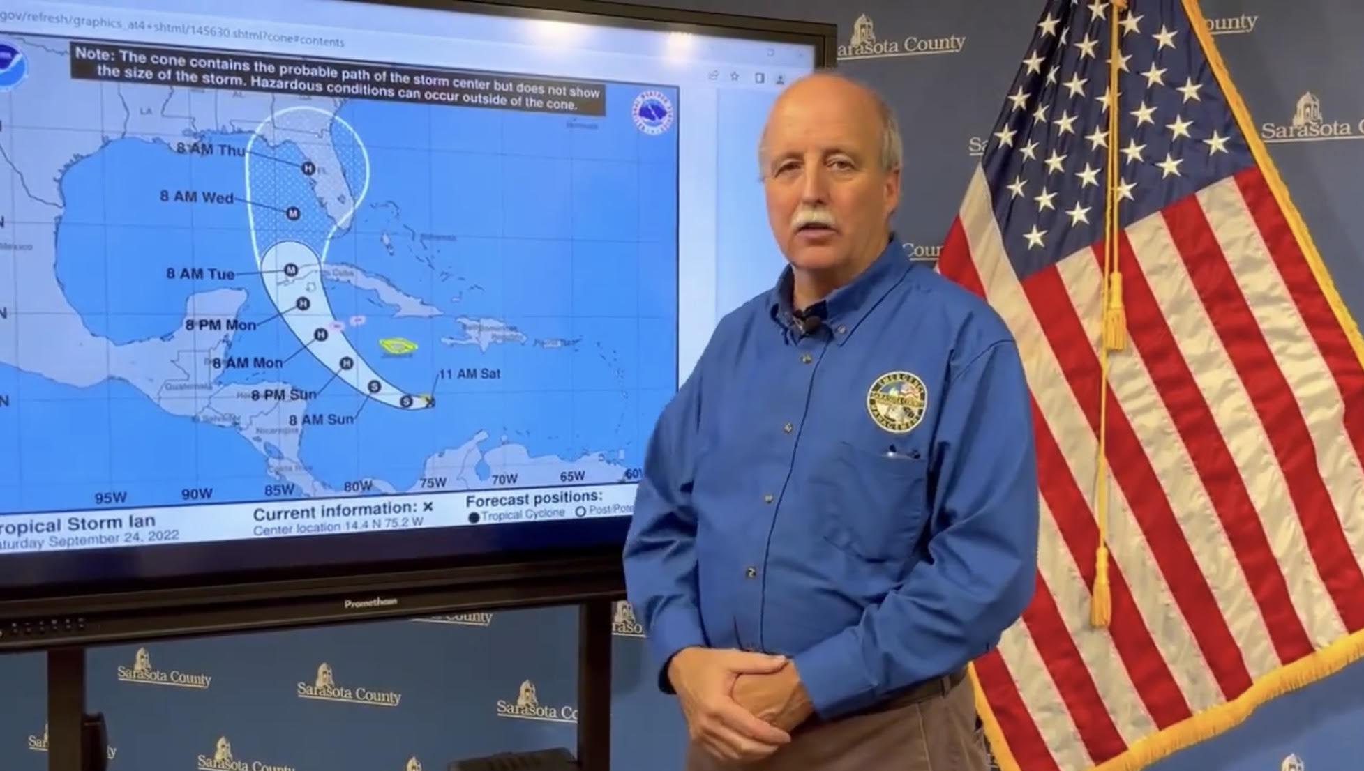Sarasota County Emergency Management Chief Ed McCrane. (Via Sarasota County video)
