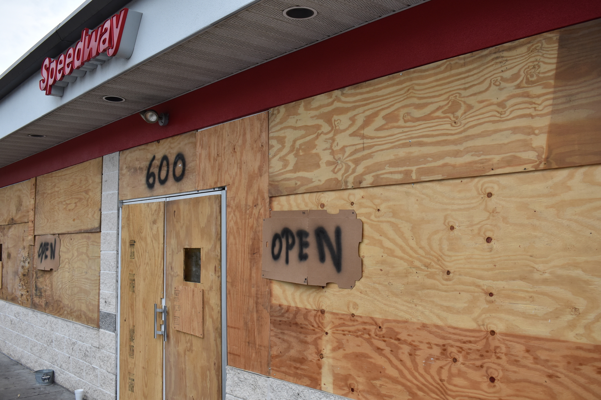 A convenience store on U.S. 301 near downtown was boarded up but remained open.