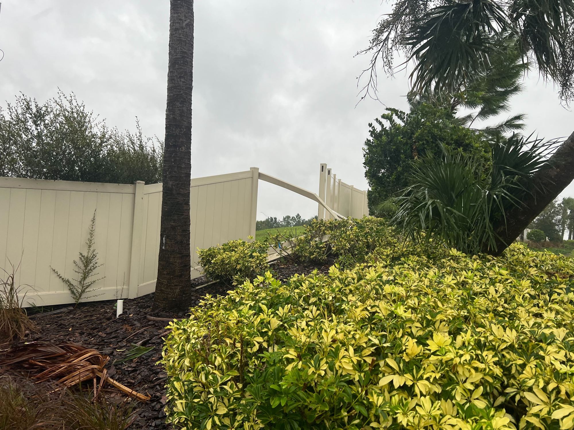 10 a.m. Wednesday: Damage from Hurricane Ian has begun in Esplanade in Lakewood Ranch. (Photo by Kat Hughes)