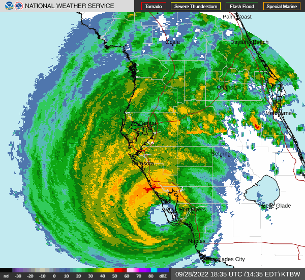 Hurricane Ian at 2:35 p.m. Wednesday via National Weather Service.