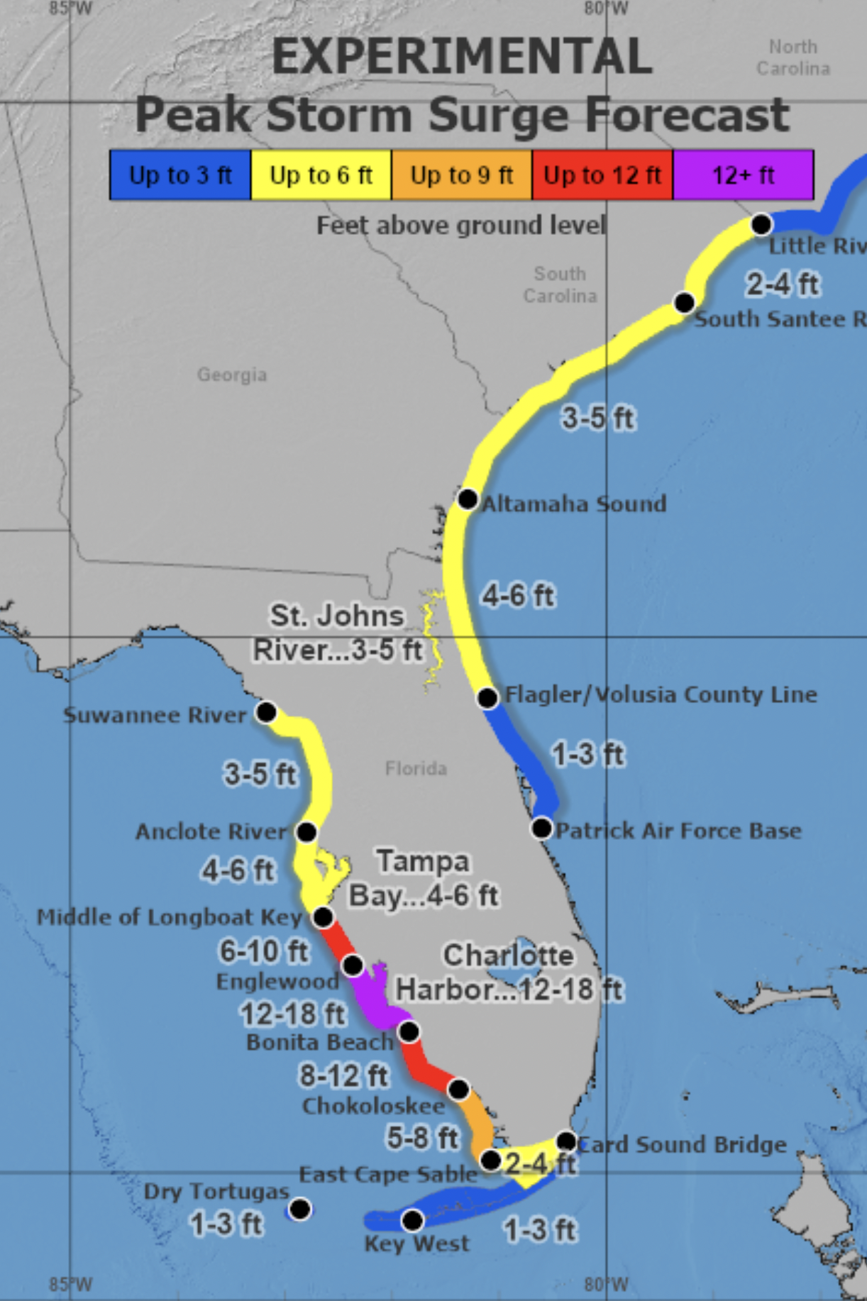 Storm surge projections from the National Hurricane Center