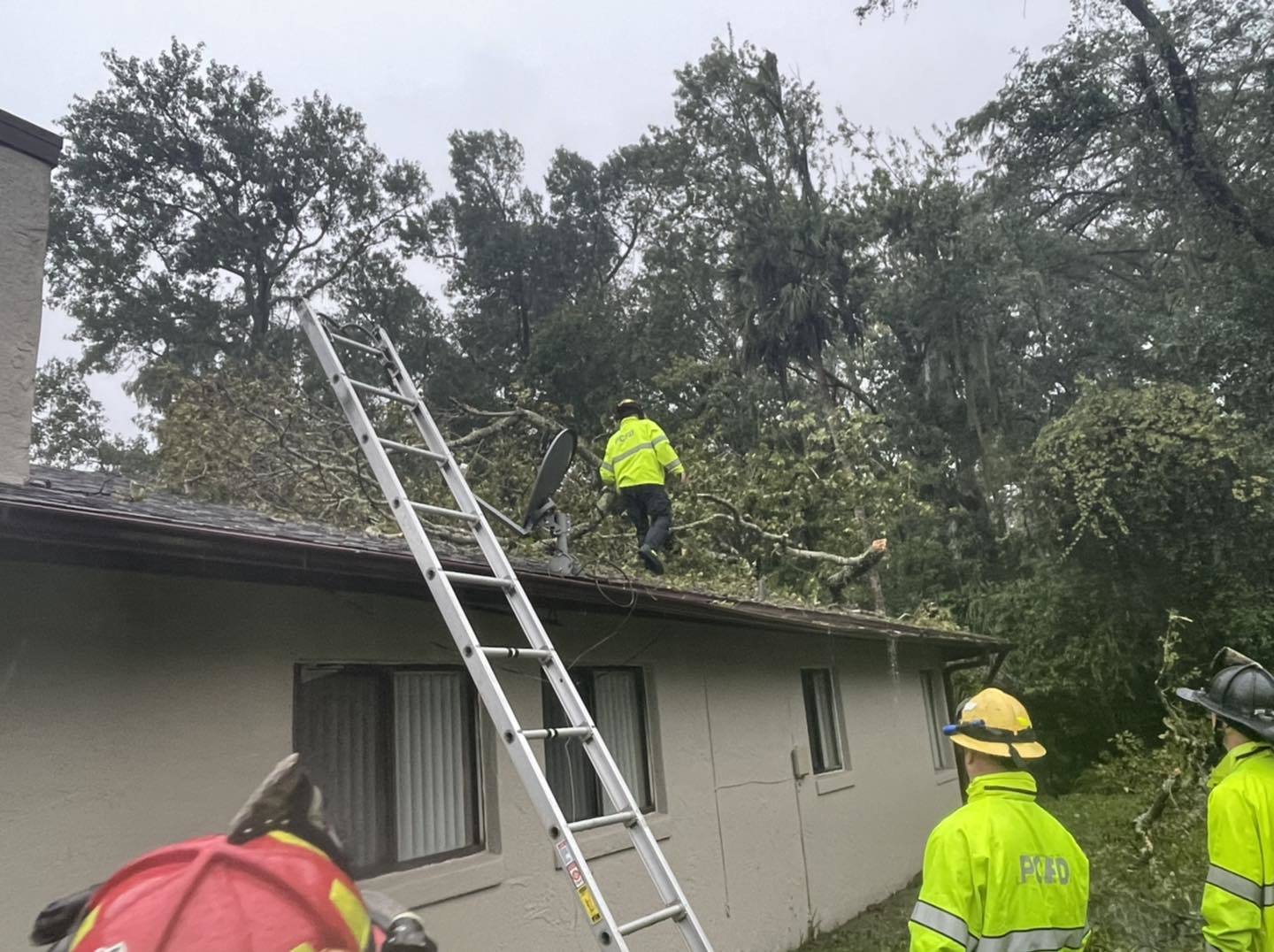 Palm Coast Fire Department crews survey damage from the storm. Photo courtesy of the Palm Coast Fire Department