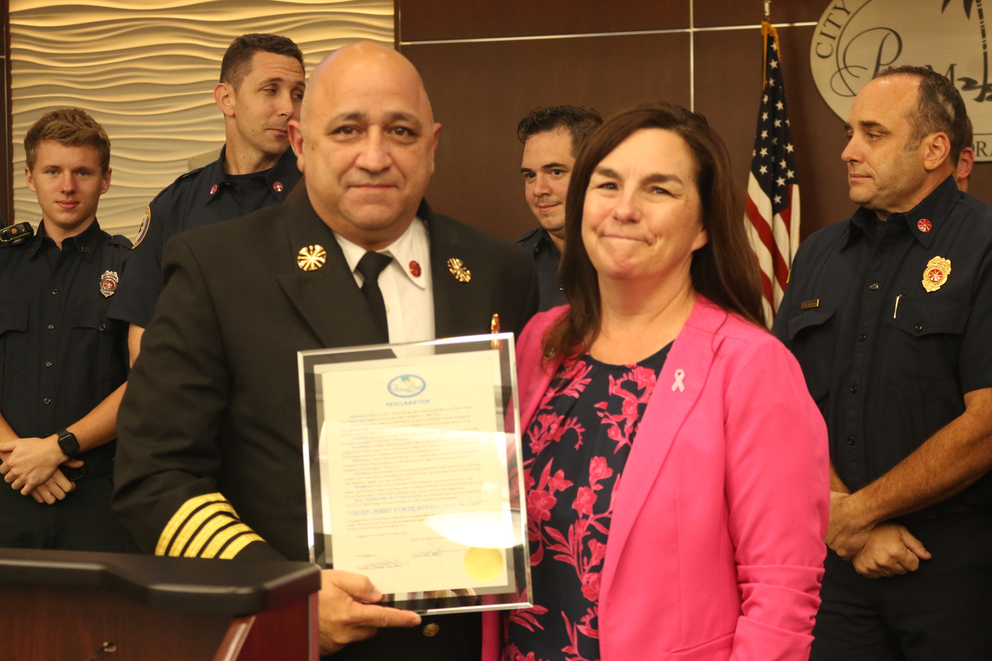 Chief Jerry Forte accepts the proclamation. Photo by Sierra Williams