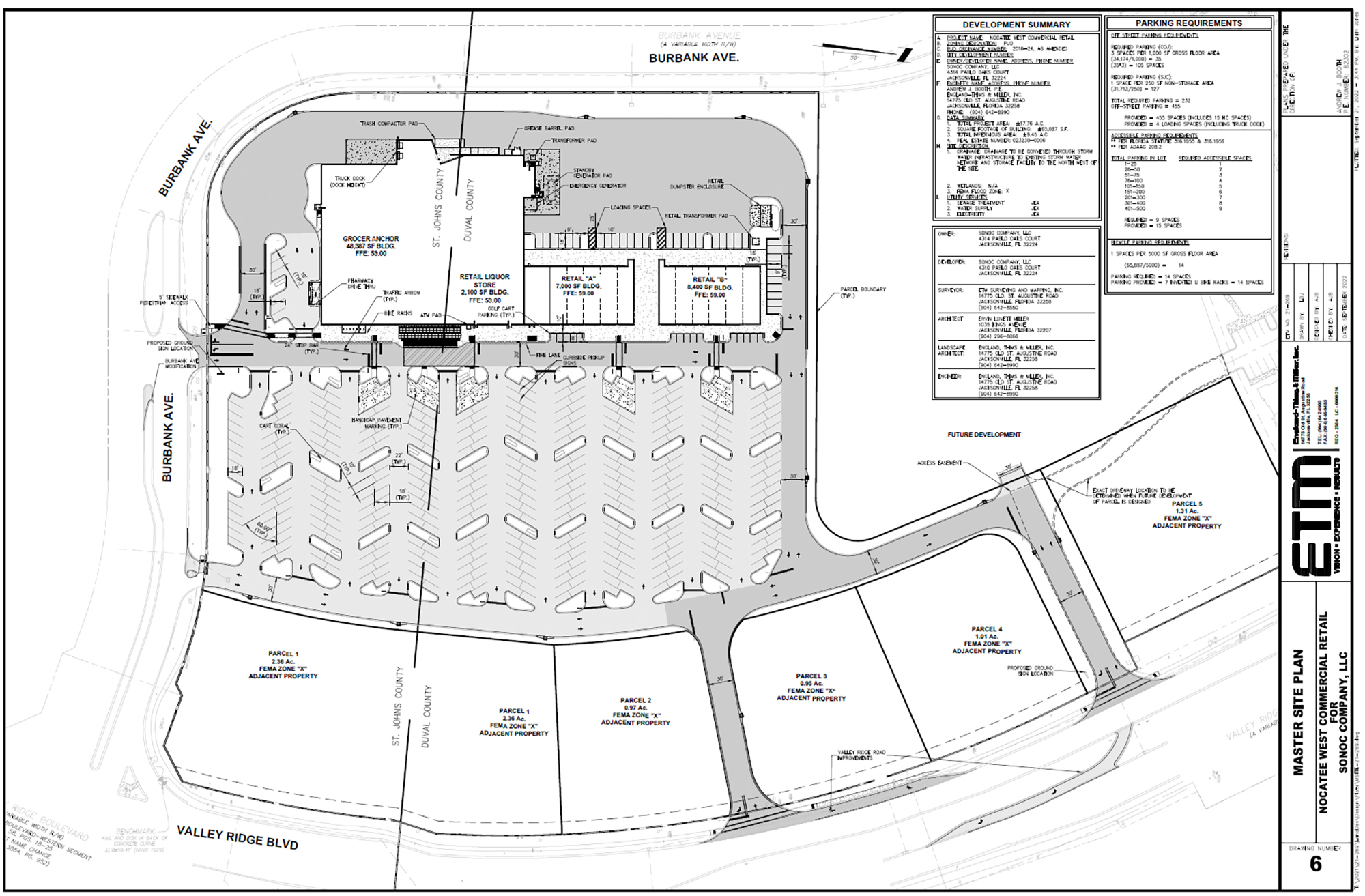 The county line runs through the planned Nocatee West retail shopping center.