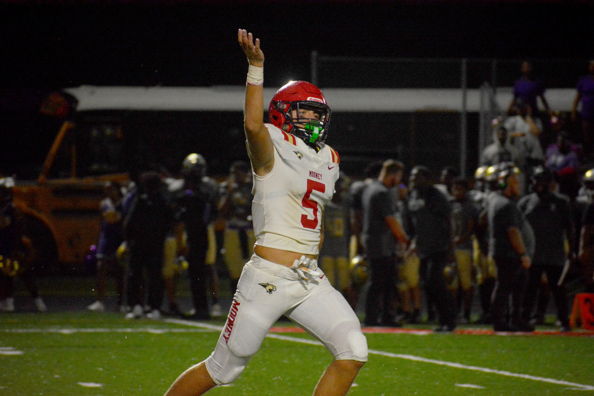Mooney junior George Leibold celebrates a win over Booker High. (File photo.)