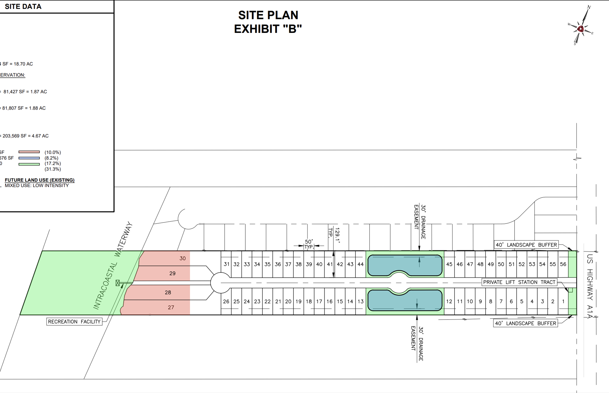 The project area for the Scenic Cove development off of A1A is just over 18.5 acres, and accounts for 56, 50 foot lots. Image from Flagler County Planning Board documents