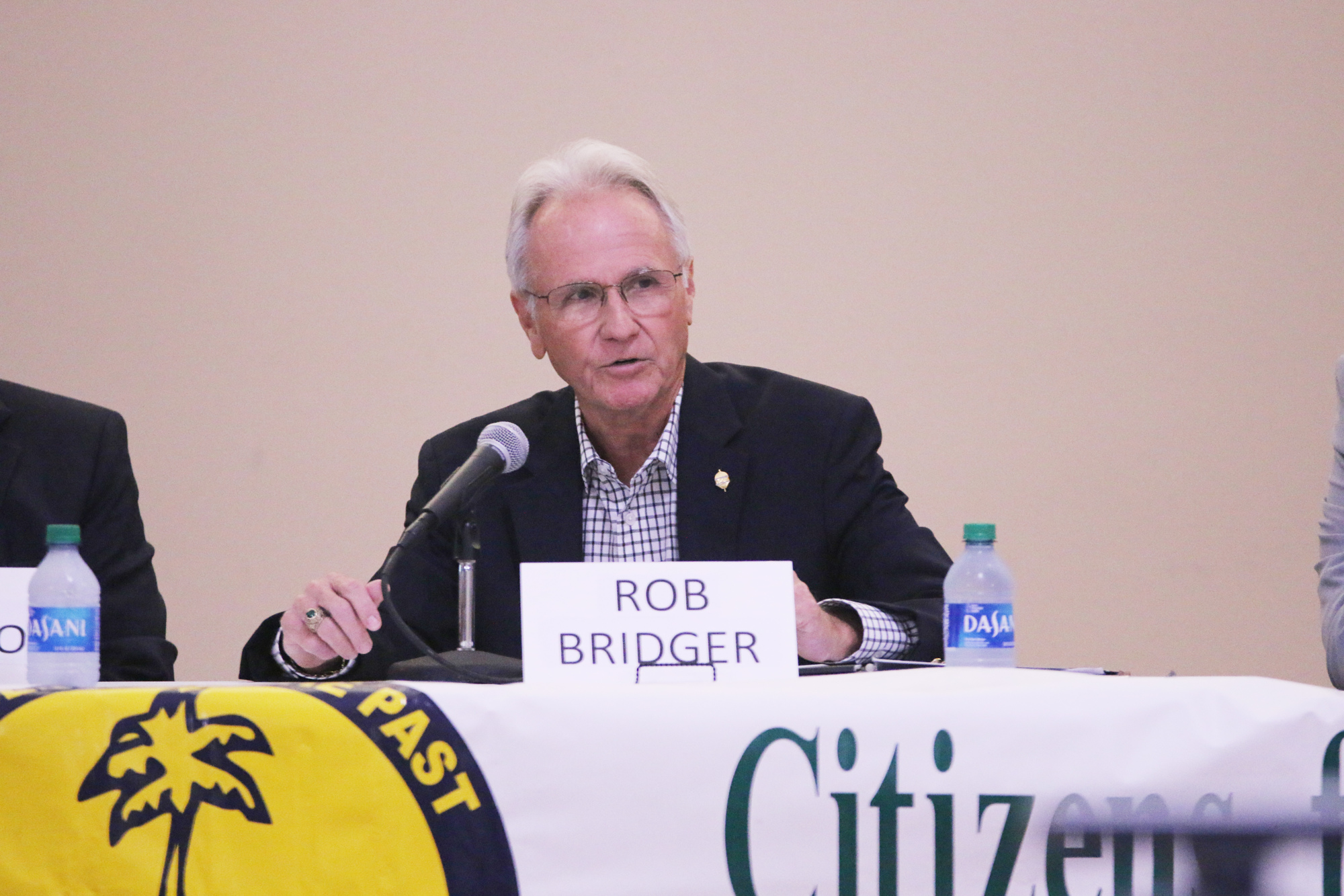 Mayoral candidate Rob Bridger speaks during CFOB's candidate forum on Wednesday, Oct. 12. Photo by Jarleene Almenas