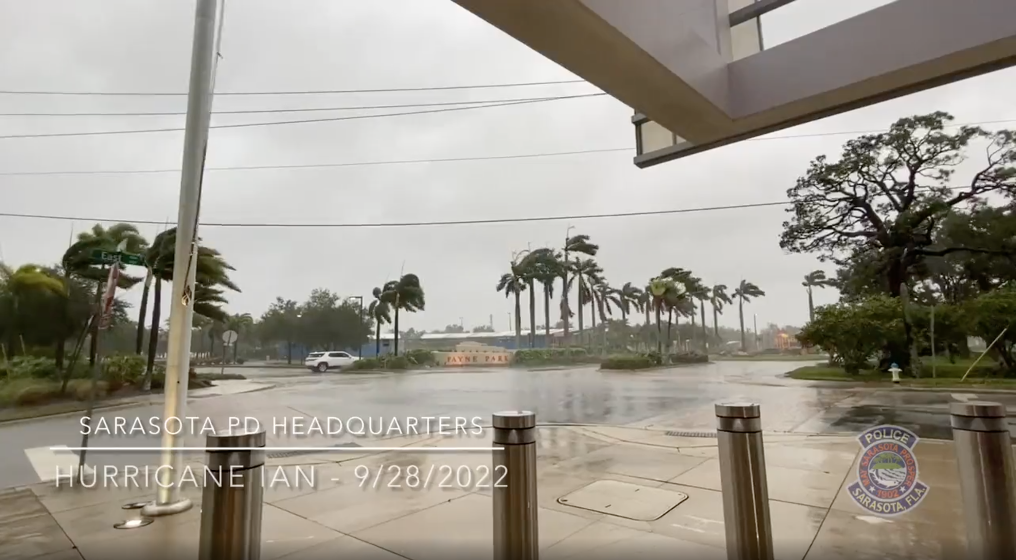 From a video the Sarasota Police Department shared of outside its headquarters at 5:45 p.m. Wednesday.