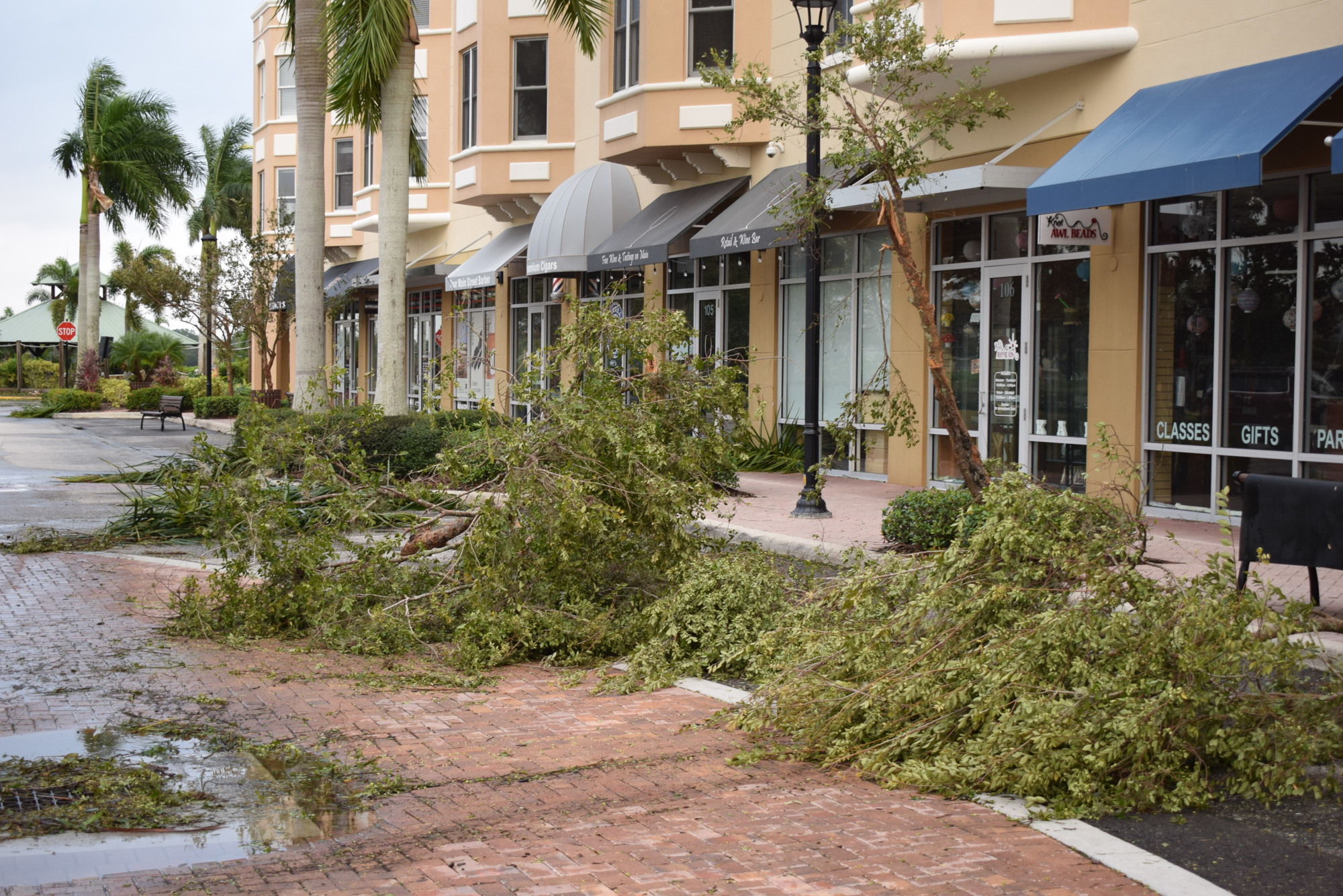 Main Street at Lakewood Ranch only had a bit of minor damage from the storm with mostly tree branches blowing around. (Photo by Jay Heater)