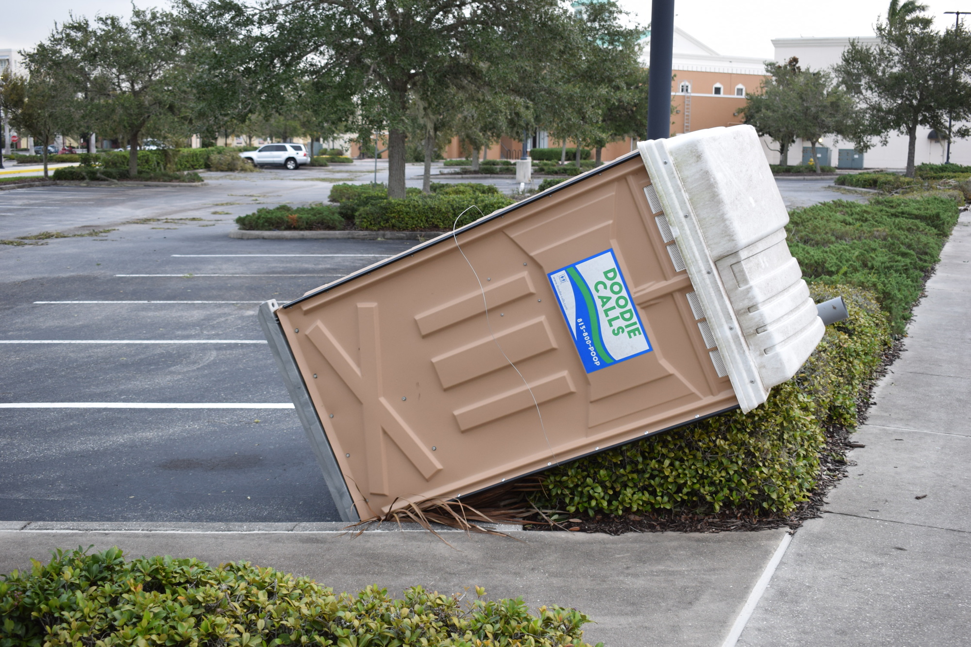 This portable potty in the Main Street at Lakewood Ranch offers a challenge for anyone who wants to use it. (Photo by Jay Heater)