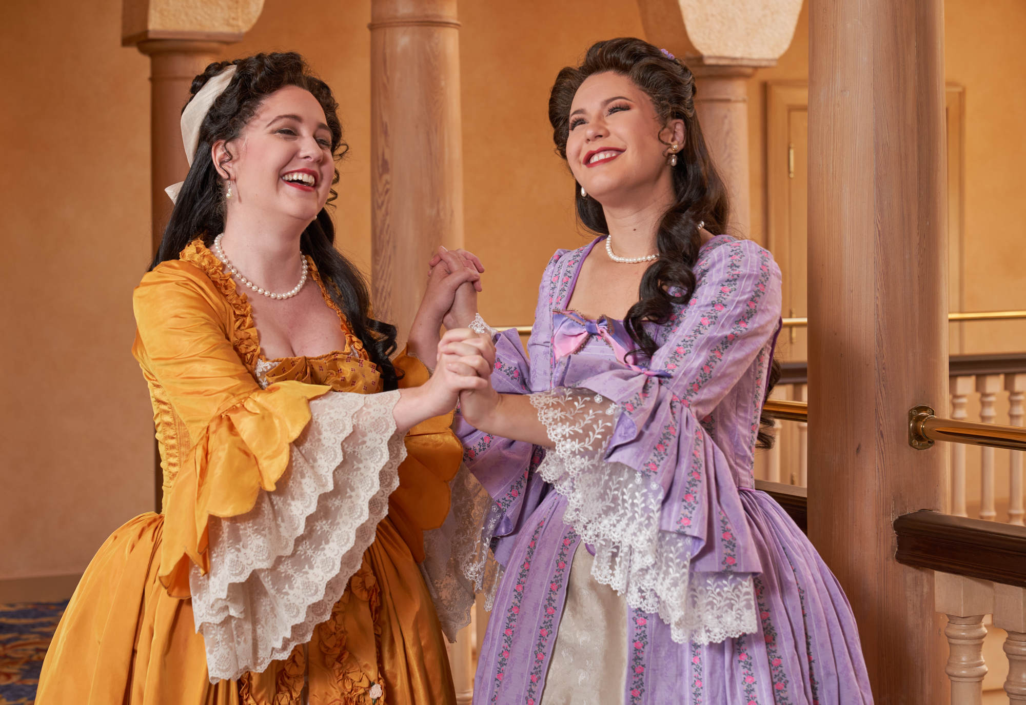 Brenna Markey and Hanna Brammer play star-crossed sisters in the comic opera The Secret Marriage. (Photo by Rod Millington)