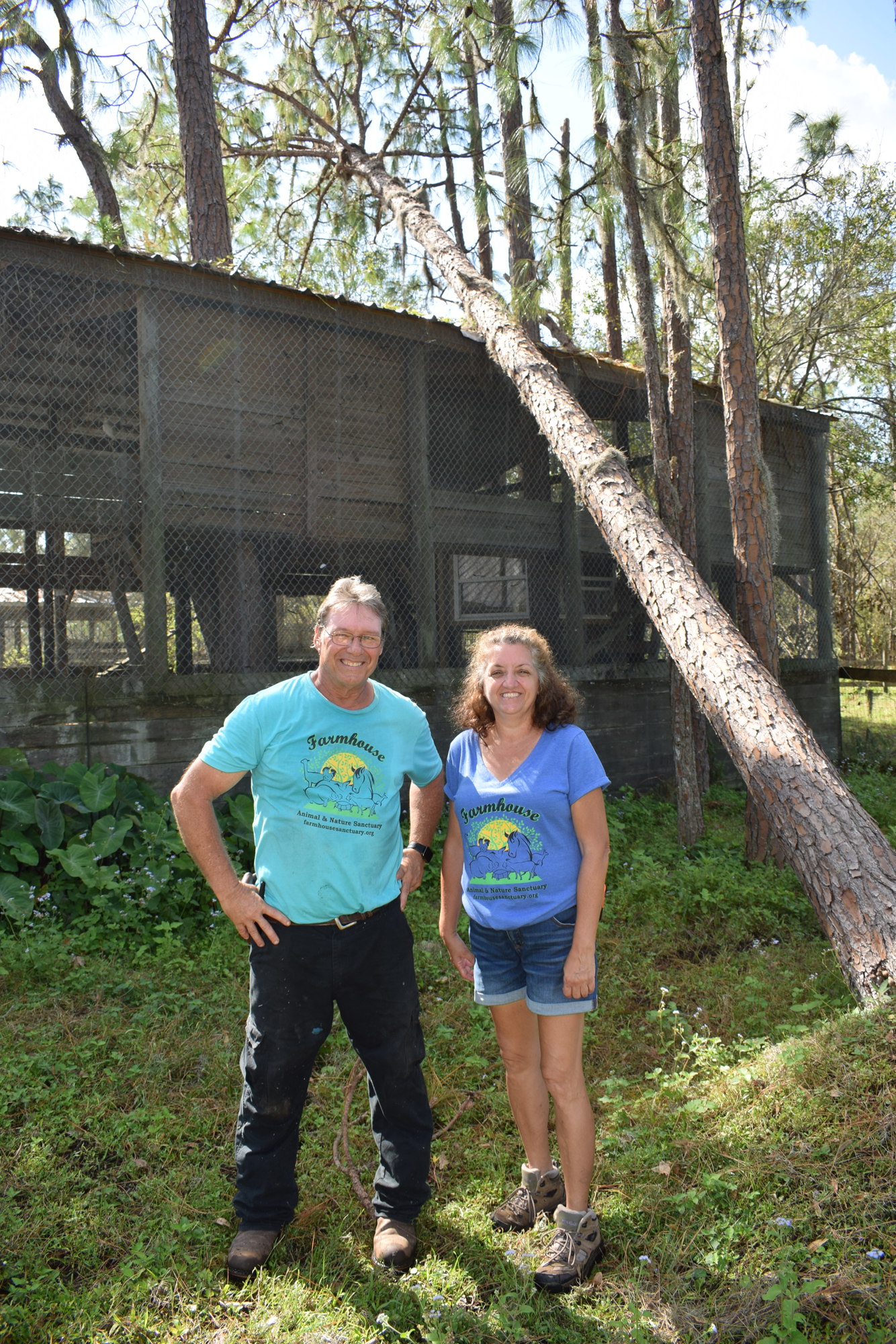 Dave and Lisa Burns continue to smile despite more than $60,000 worth of damage at Farmhouse Animal and Nature Sanctuary. Photo by Jay Heater