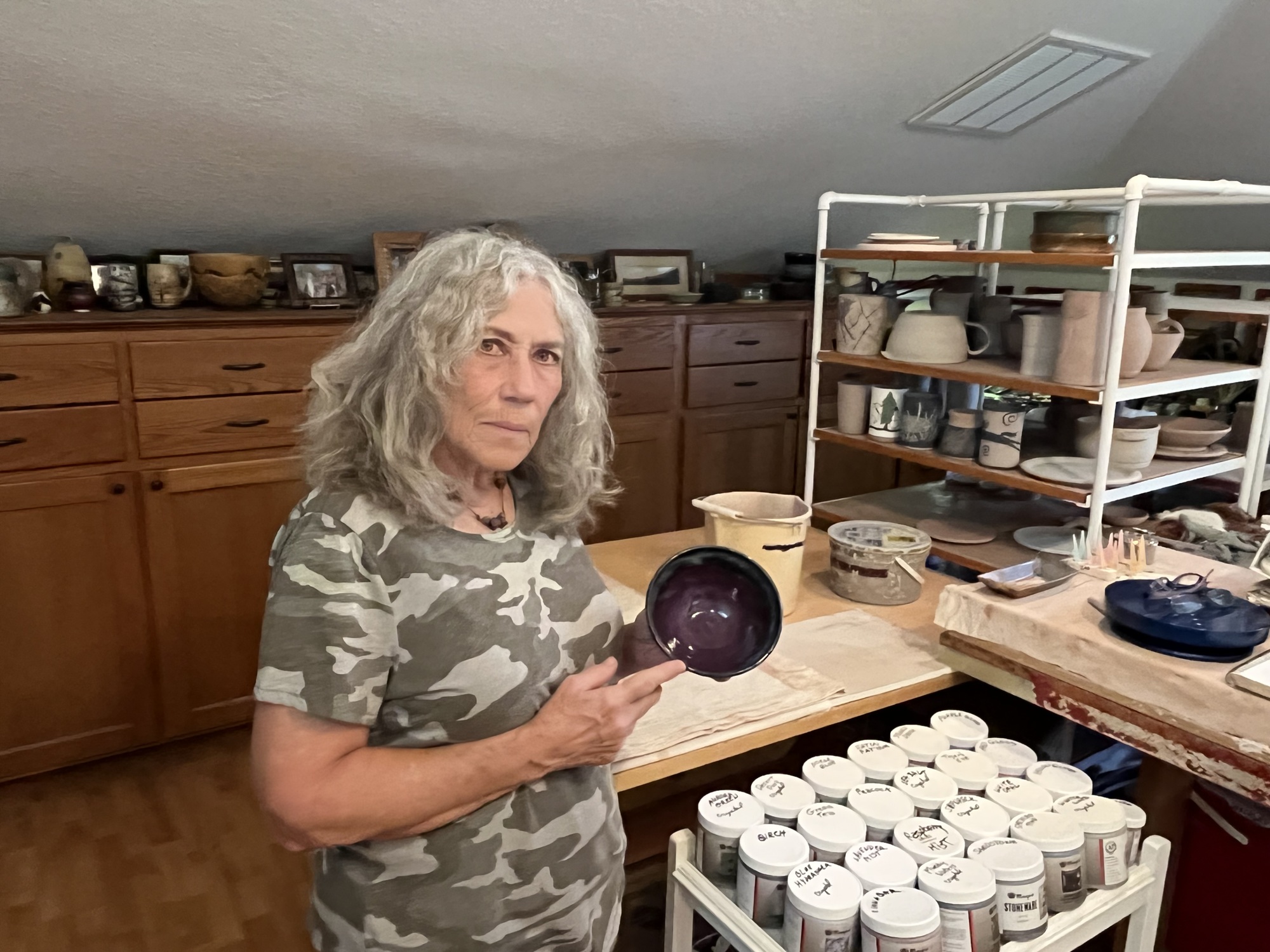 Panther Ridge's Denise Millett-Olverson has been making pottery since 1978. Now she's using her talents to make bowls for Empty Bowls. (Photo by Liz Ramos)