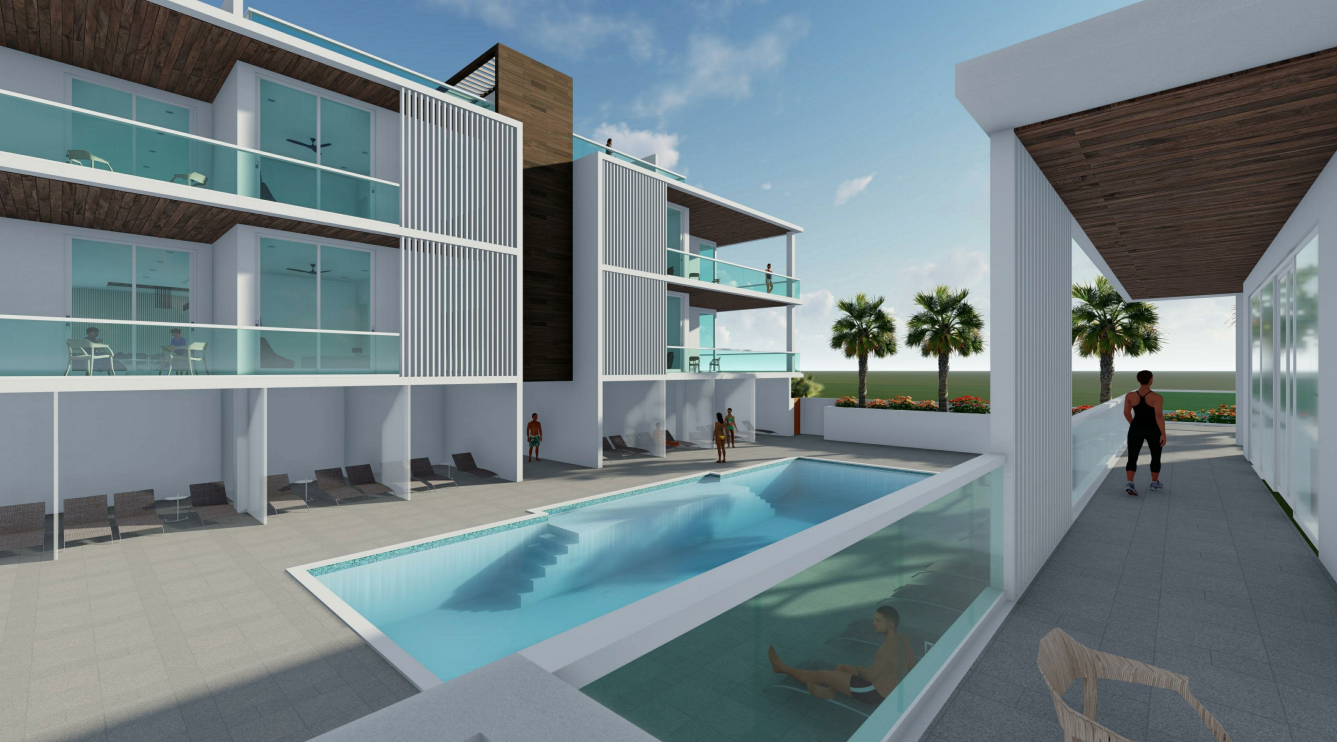 The proposed development will have a pool and multiuse recreational area, among other amenities. (Courtesy rendering)
