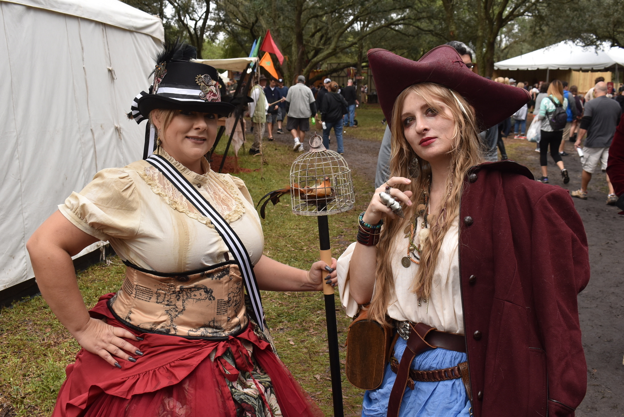 Jasmine Dennison and Josie Golish, both of Sarasota, make their traditional visit to the 2021 Sarasota Medieval Fair.