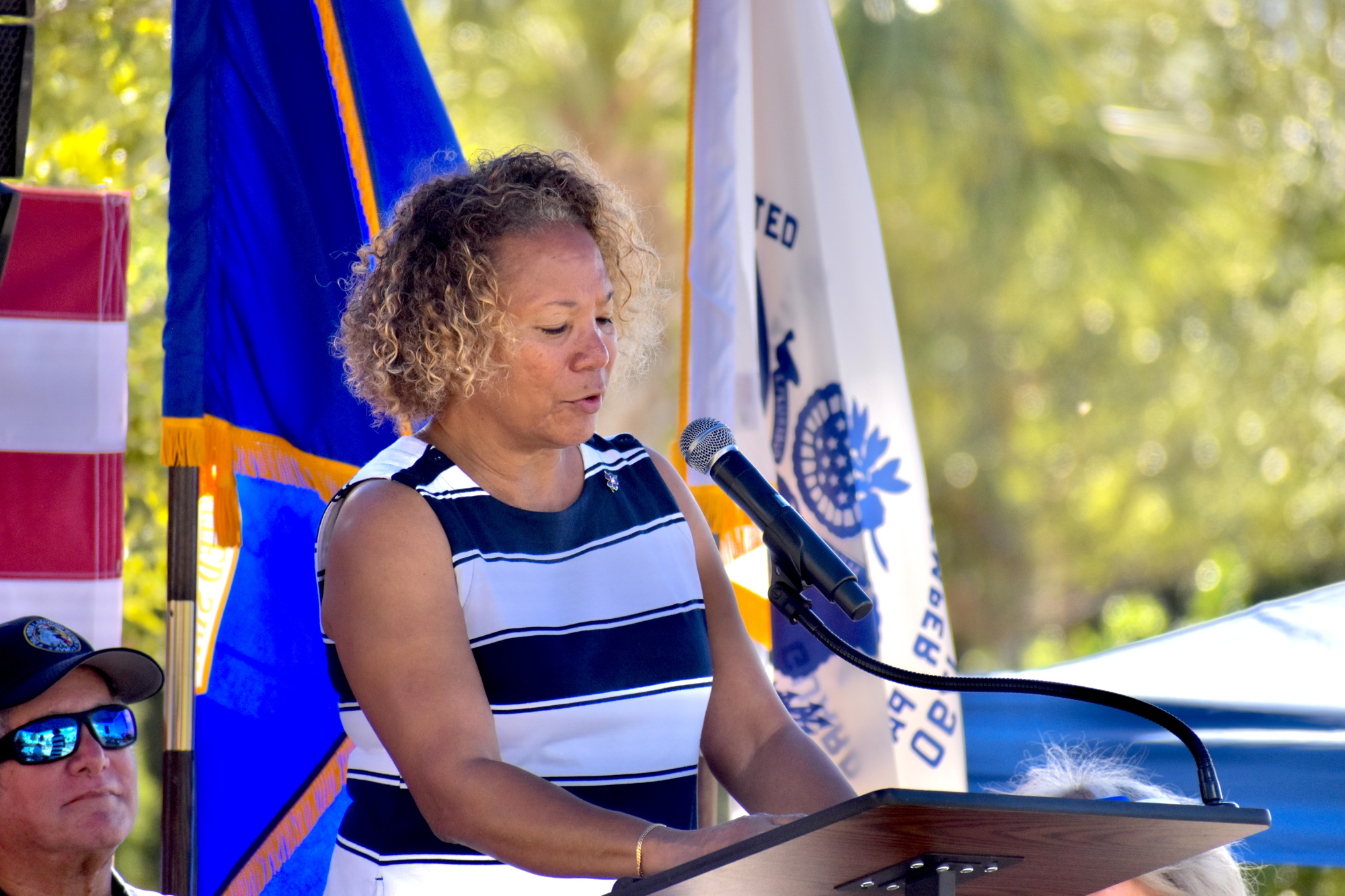 Former battalion commander Marlene Carter speaks at the event. (Photo by Ian Swaby)